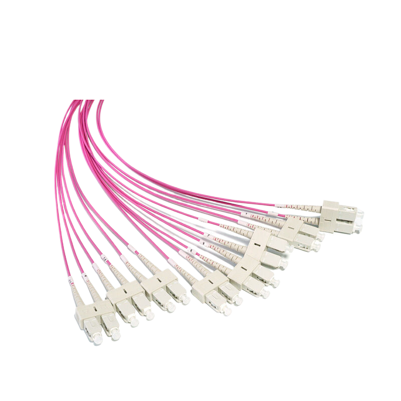 OM4 16芯MPO/MTP®-16 APC（母头）转8 SC双工 UPC 多模分支跳线 极性B