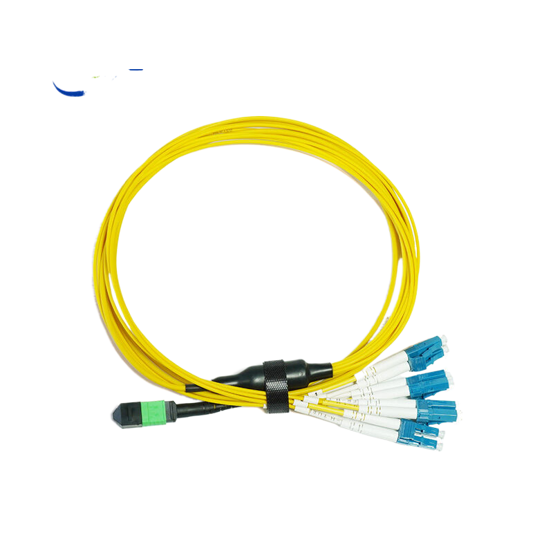 OS2 8芯 MPO/MTP® APC（母头）转4 LC双工 UPC 单模分支跳线 极性B