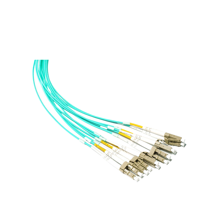 OM3 12芯MT UPC（母头）转6 LC双工 UPC 多模分支跳线 极性B