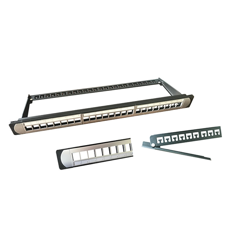 1U-24口-非屏蔽/屏蔽两用配线架空架