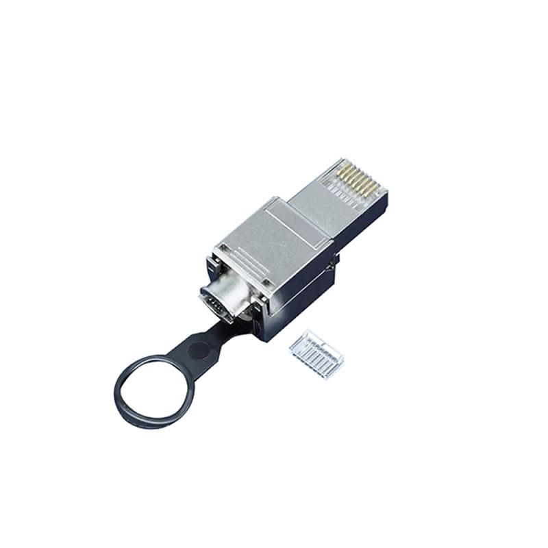 八类屏蔽拉环式三件式50U水晶头